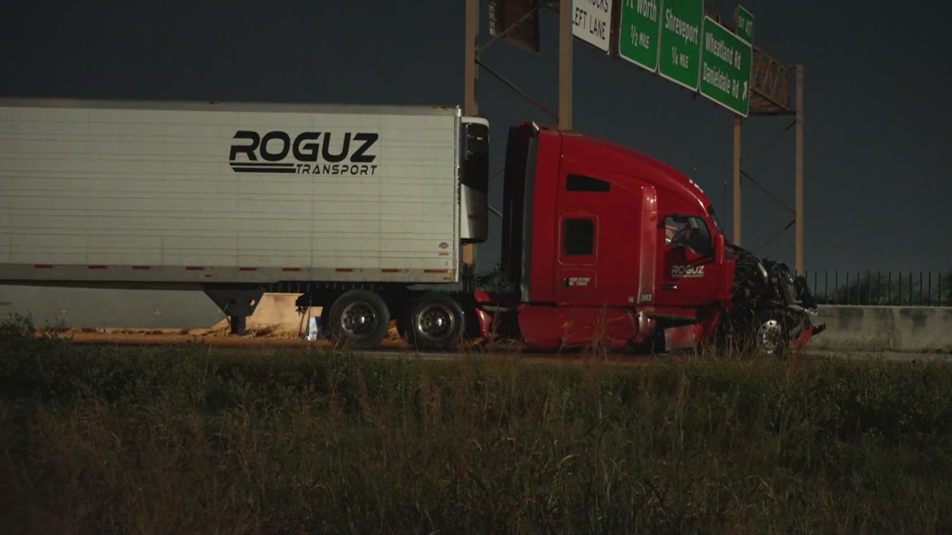 A big rig crashed, causing an I-35E shutdown in Dallas on Wednesday morning.