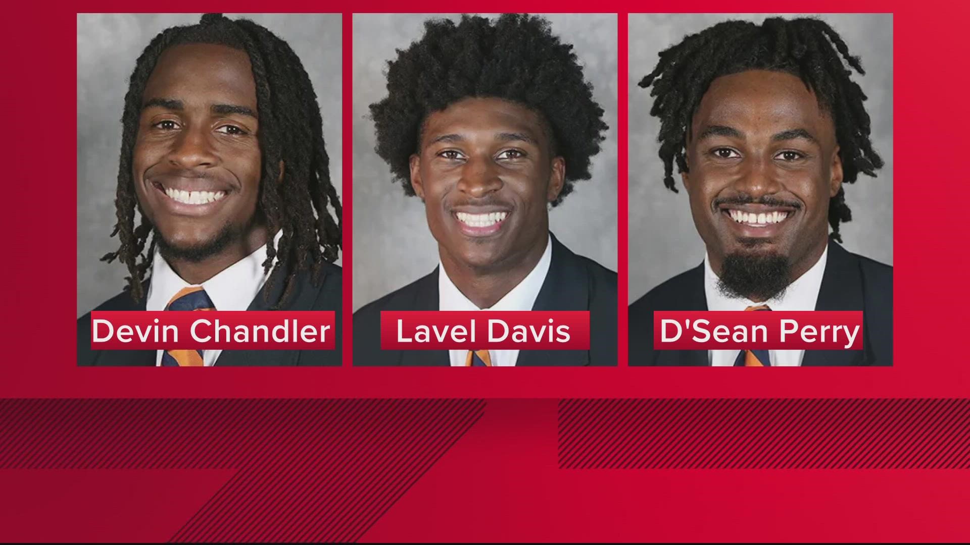 The three students killed were all members of the UVA football team. Two other victims are hospitalized, with one in critical condition.