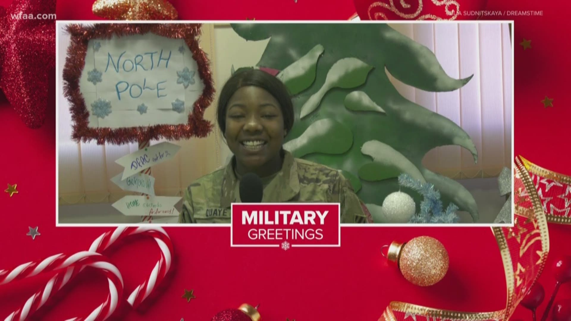 U.S. Army Spc. Shekinah Quaye of Dallas wishes her family and friends (and the Cowboys) a Merry Christmas!