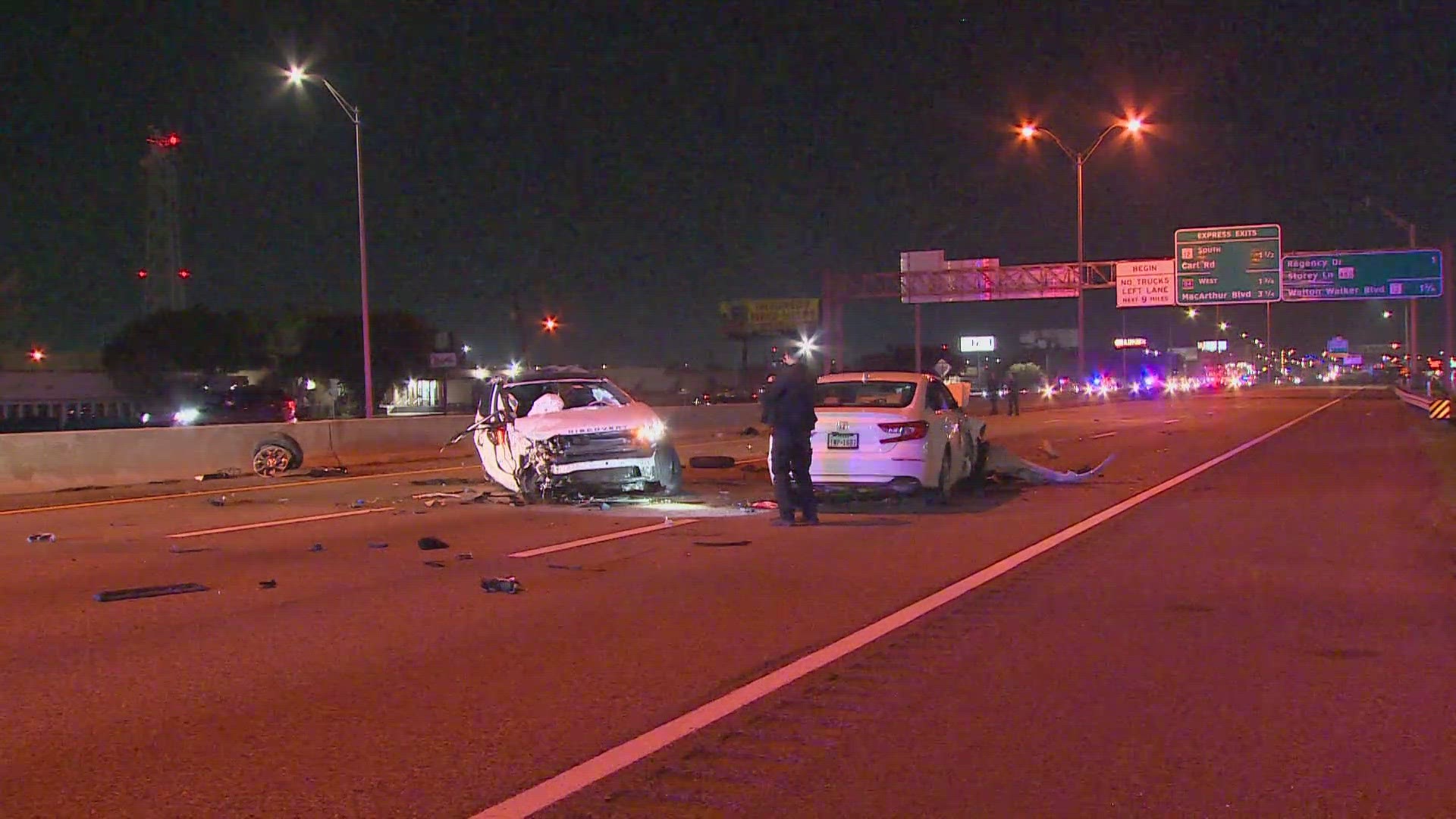 Police told WFAA that the crash at about midnight Monday morning in westbound SH-183.
