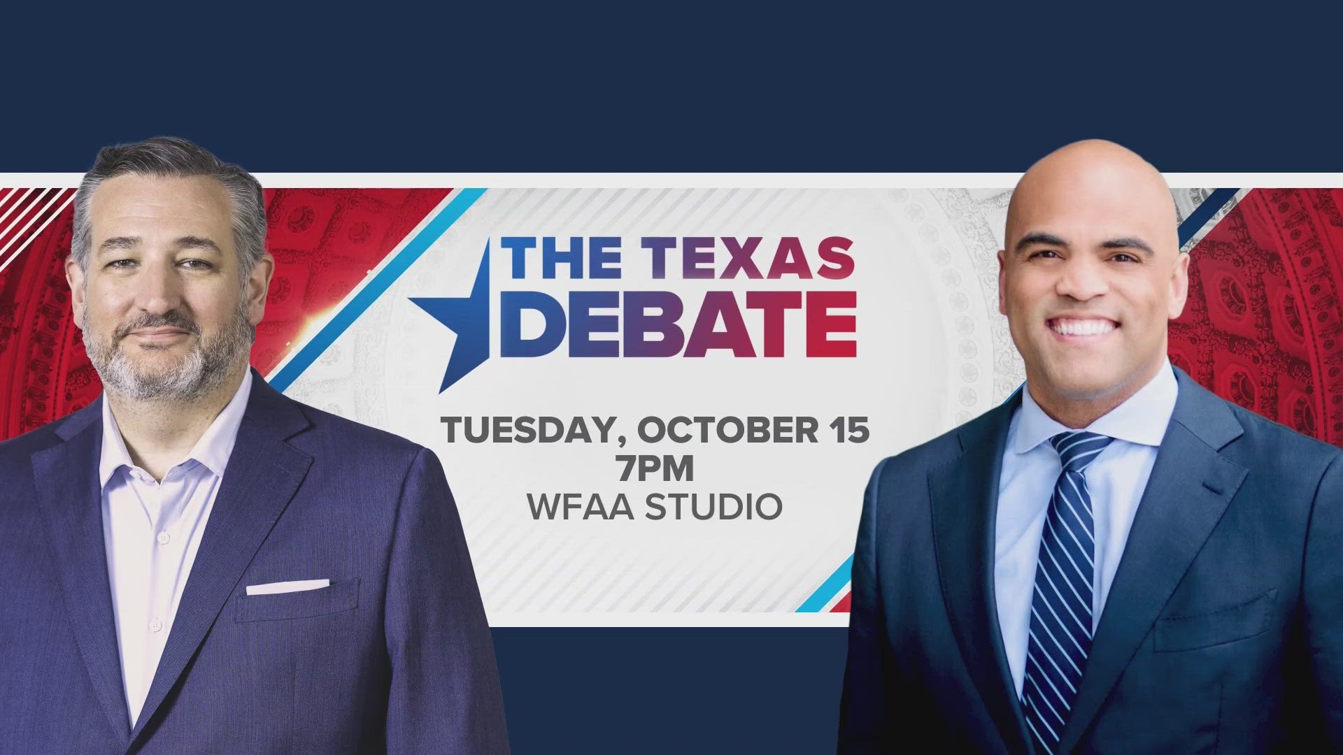 Sen. Ted Cruz and Rep. Colin Allred will participate in a debate hosted and moderated by WFAA.