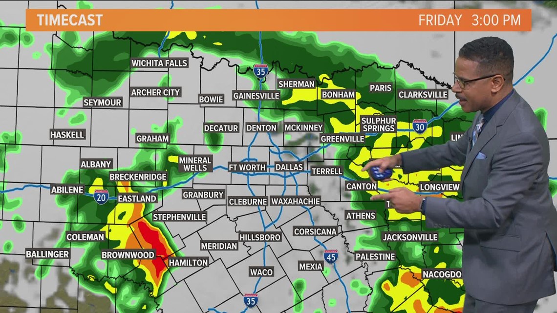 DFW weather Hourbyhour rain timeline