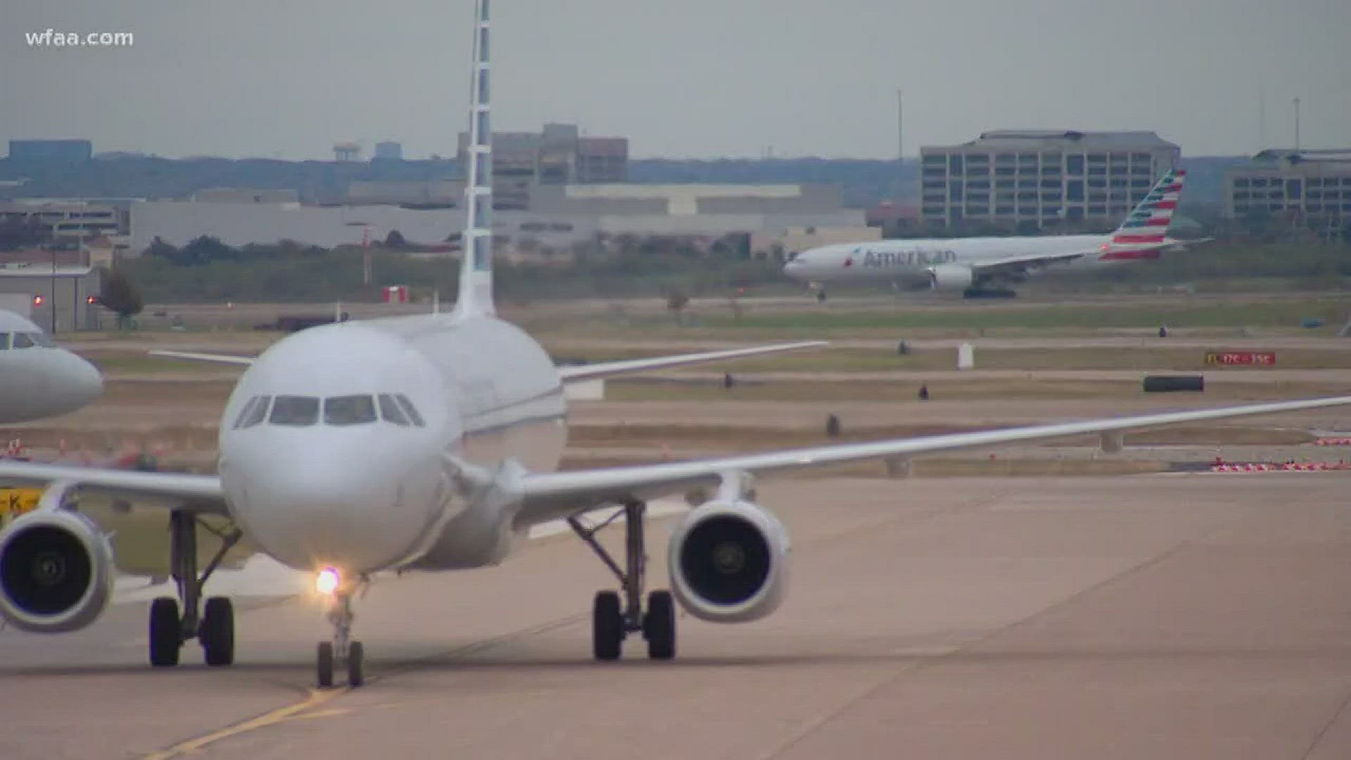 Drone taking flight at DFW Airport