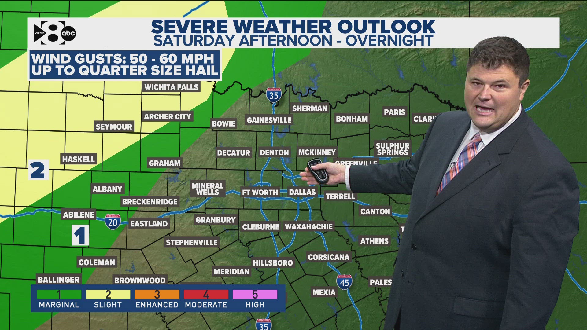 The highest risk of severe weather across DFW will be on Monday.