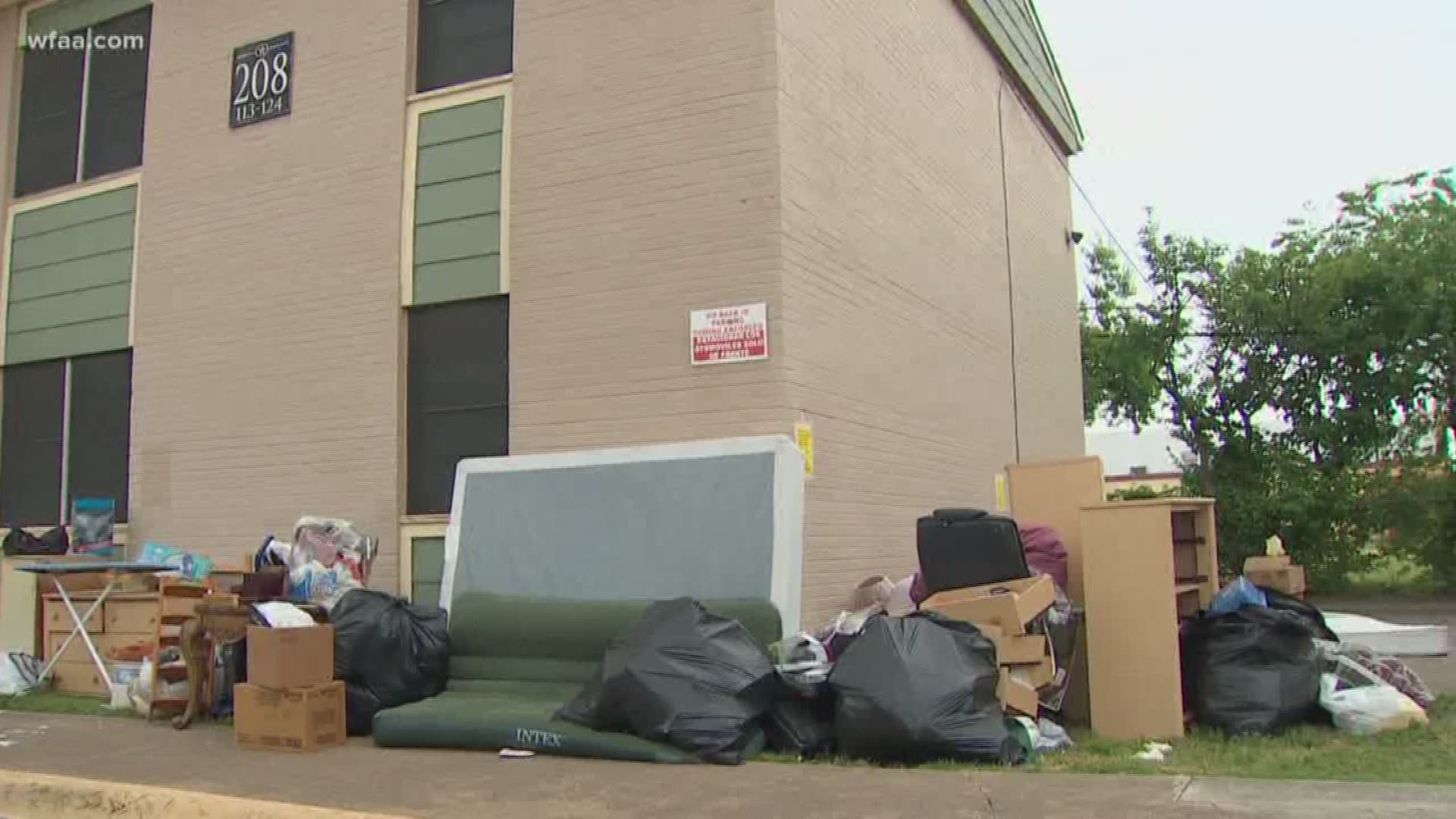 Piles of bed-bug infested furniture was thrown out of the Spanish Villas apartments.