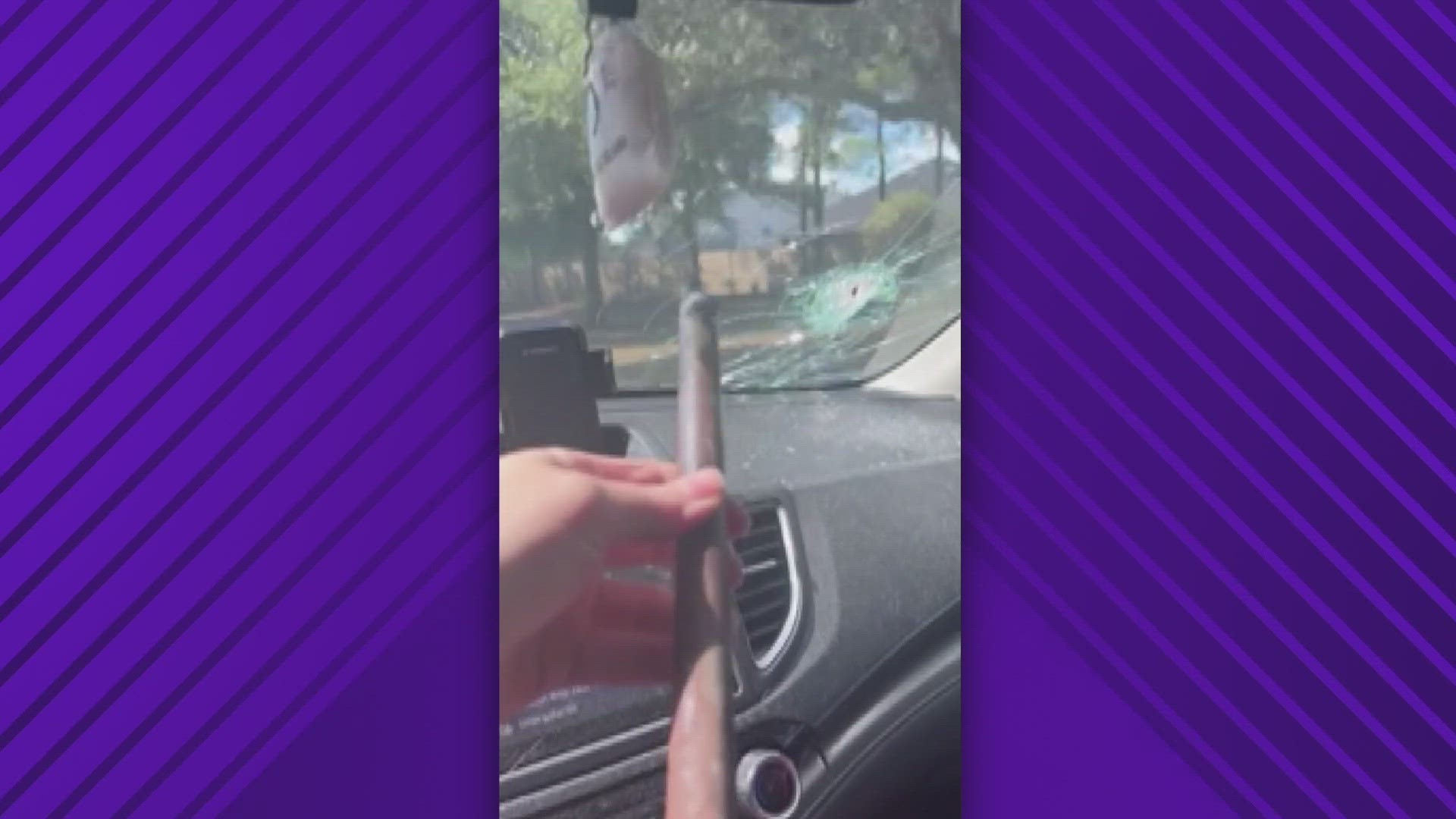 A woman in Houston is thankful to be alive after a steel bar came crashing through her windshield!