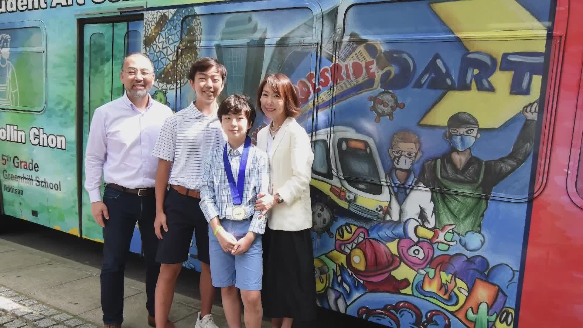 11-year-old Collin Chon's winning artwork was selected from 688 entries from students in kindergarten through 12th grade. The theme was “Everyday Heroes Ride DART."