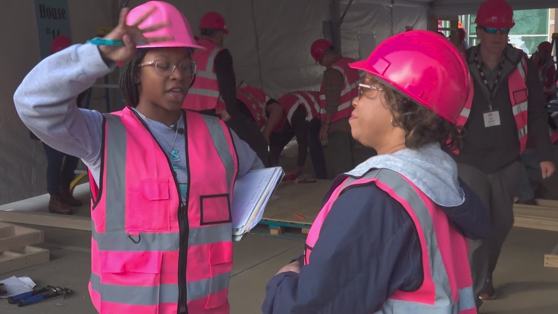 Women Leading Technology recently led a project building 15 playhouses with an engineering company in McKinney.