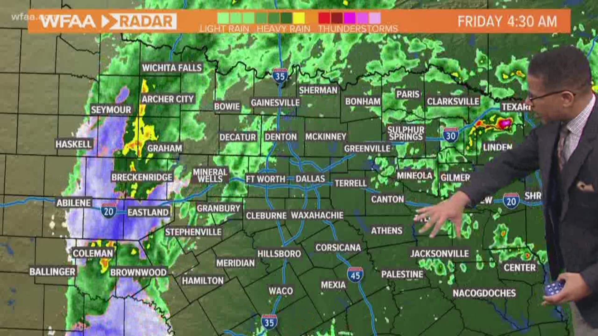 Greg Fields has the latest on a wet and windy morning, and even some snow in North Texas' far western counties. WFAA.com
