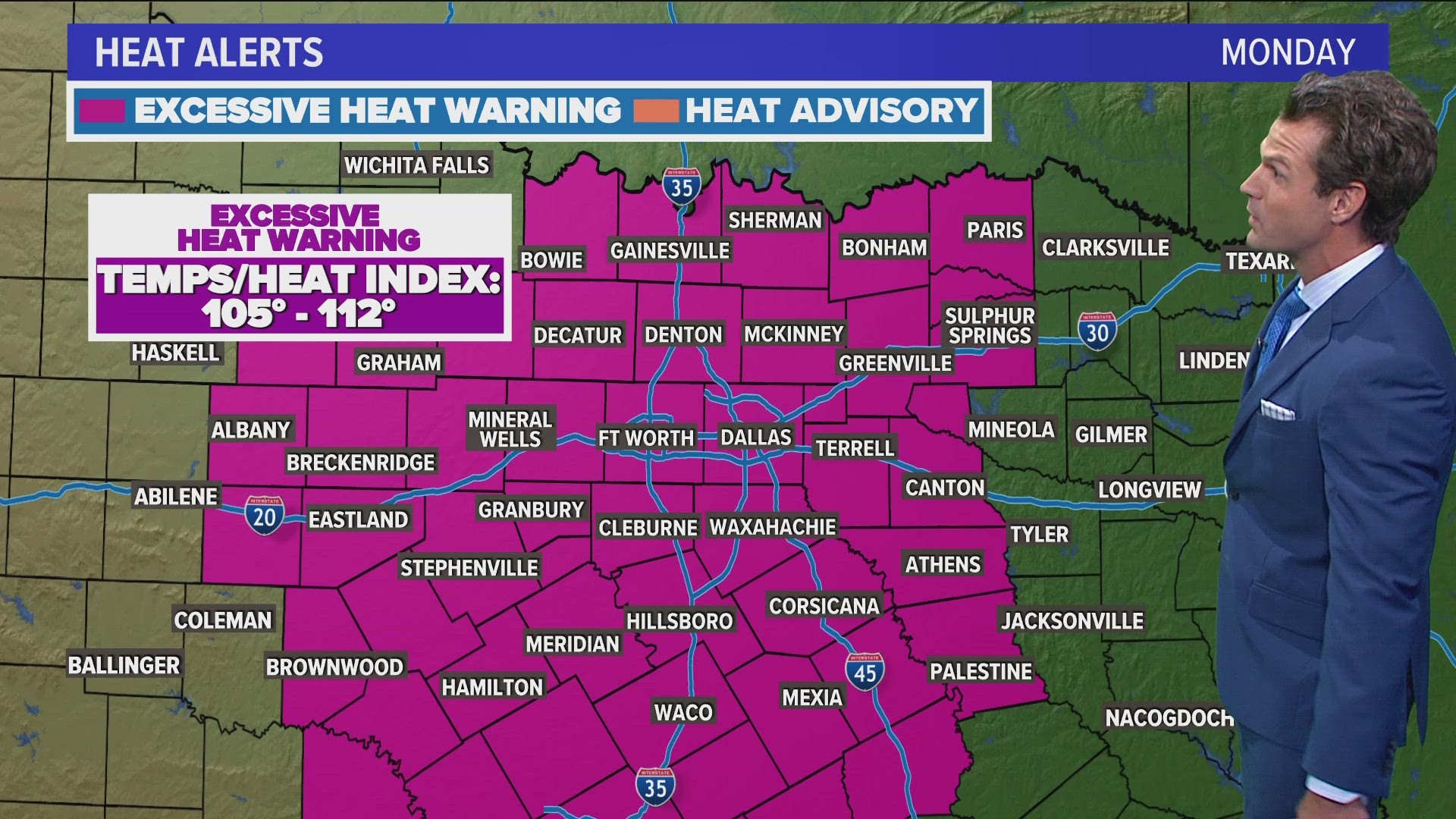 Feels-like temperatures could be between 105 and 110 degrees throughout the area.