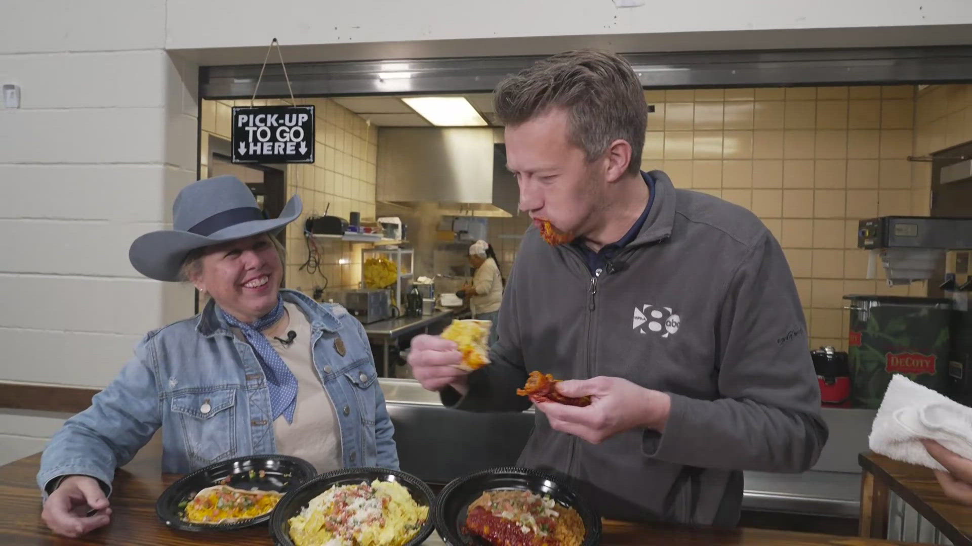 Sean Giggy tries the food at the Fort Worth Stock Show and Rodeo.