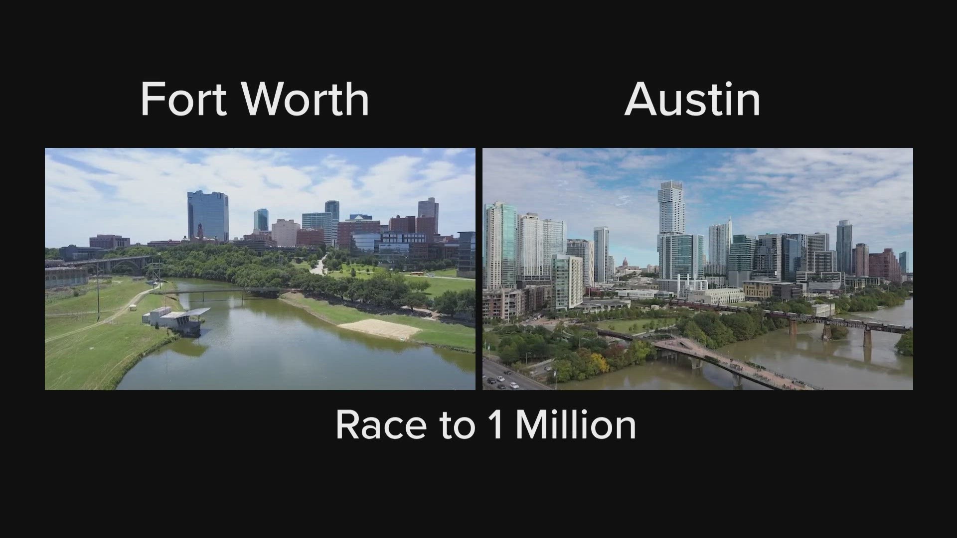 New census estimates peg Austin's population at 974,447 and Fort Worth's population at 956,709. But 'Funkytown' is gaining ground.