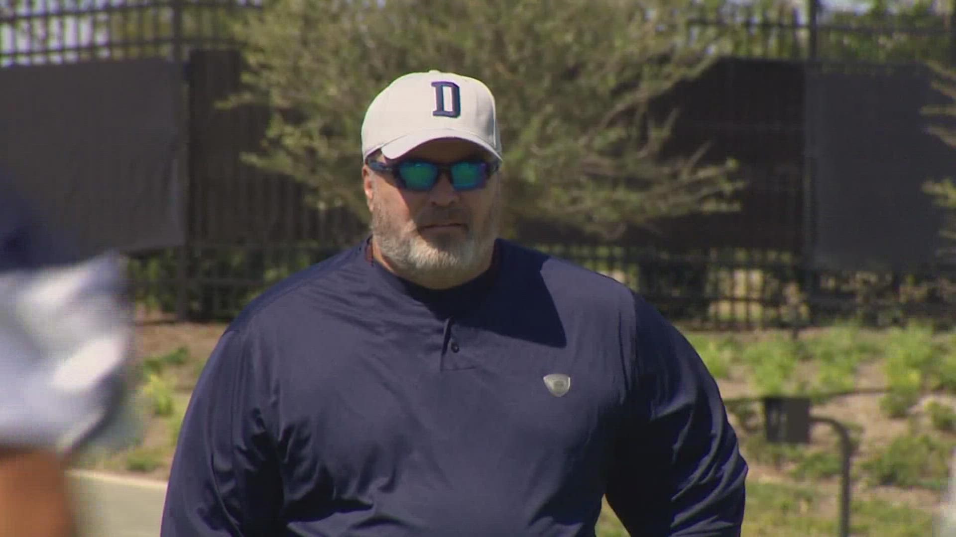 Cowboys head coach Mike McCarthy tested positive for COVID-19 Monday. He is fully vaccinated and so is the entire Cowboys coaching staff.