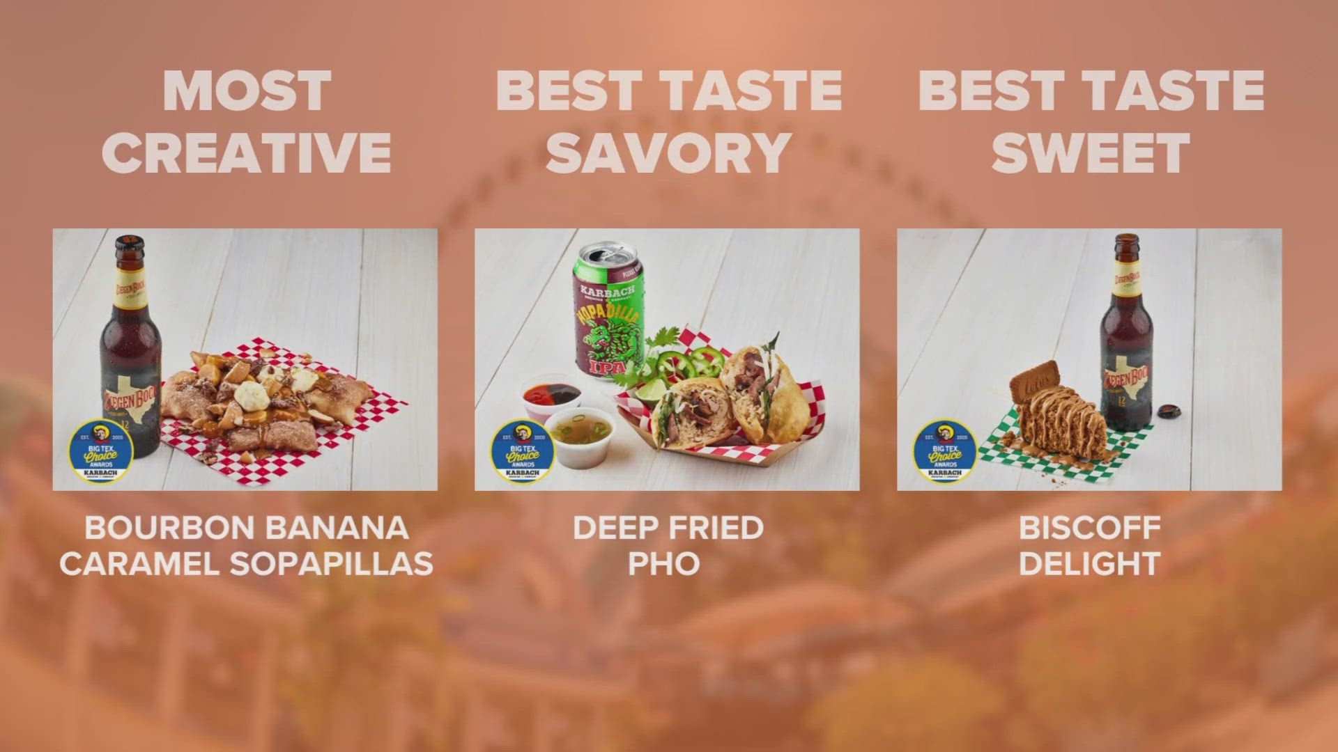The awards were for most creative new food, most taste - savory, and most taste - sweet.