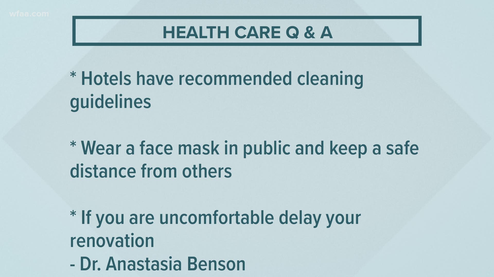 Hotels are following cleaning guidelines laid out by the Centers for Disease Control and Prevention.