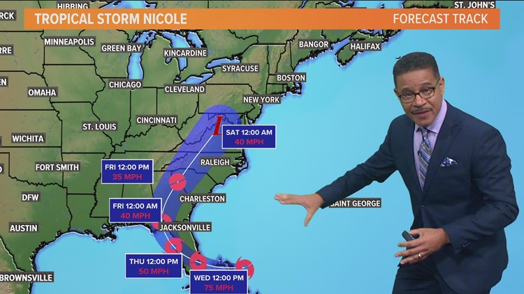Tropical Storm Nicole expected to reach Florida as hurricane