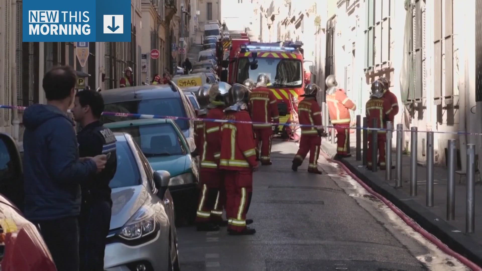 France's interior minister says up to 10 people may be buried under the debris of a building that collapsed following an explosion in France’s port city of Marseille