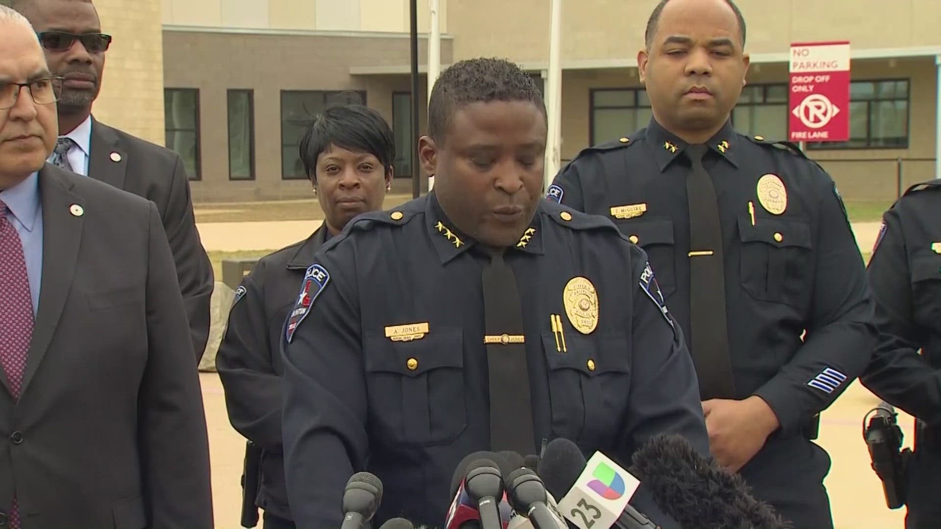 Officials held a press conference Monday after local police said Lamar High School was put on lockdown due to a shooting.