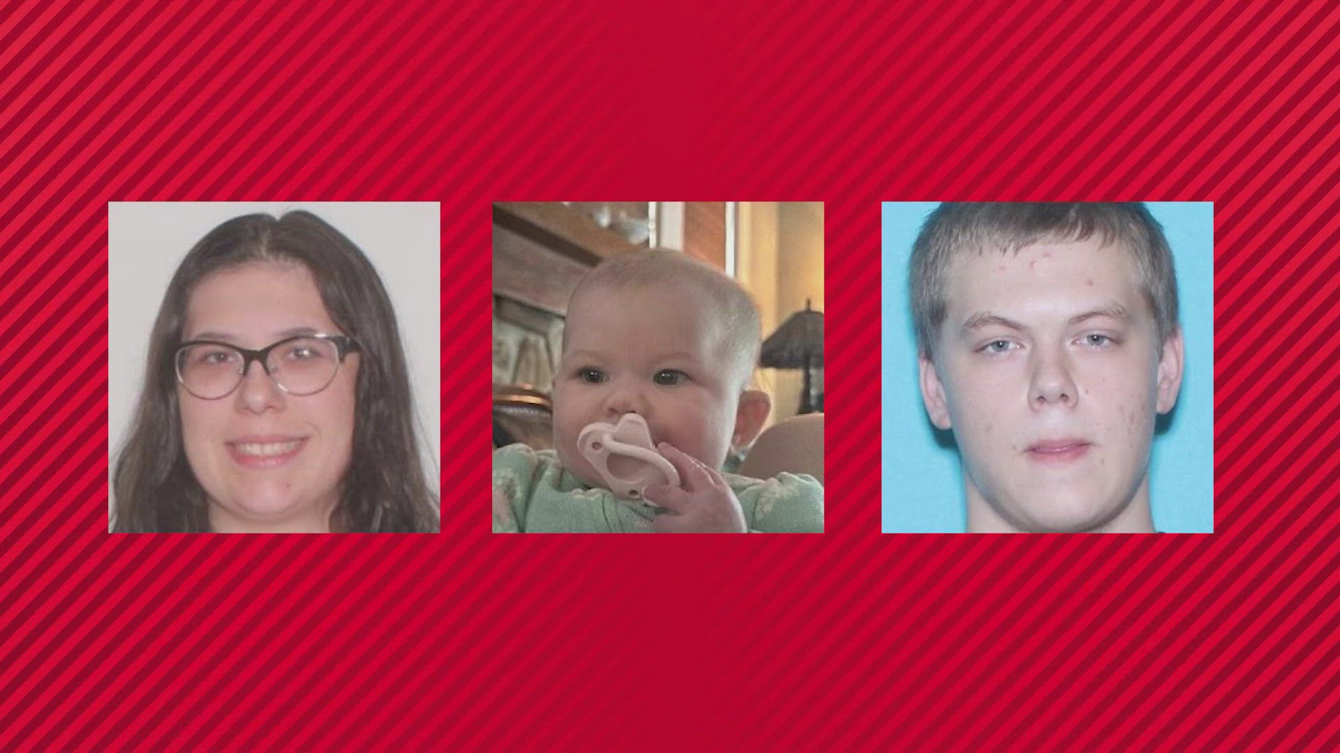 ​The alert identified two people wanted in the baby's disappearance: Margaret Van Aken, 21, and Dakota Brady, 26.