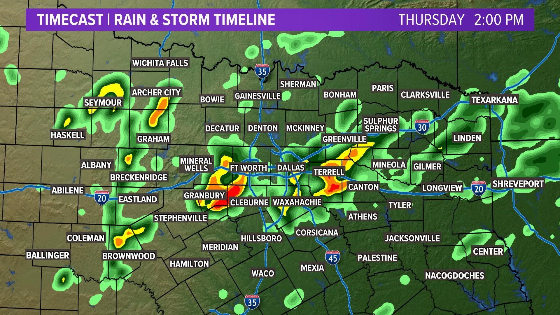 DFW Weather: Thursday severe storm timeline