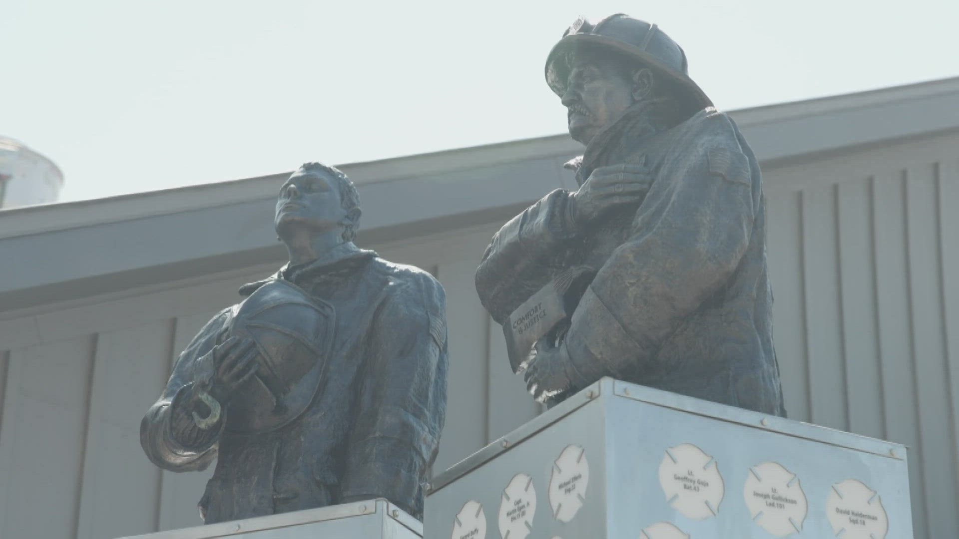 The sculpture is located at Rowlett's fire station No. 2.