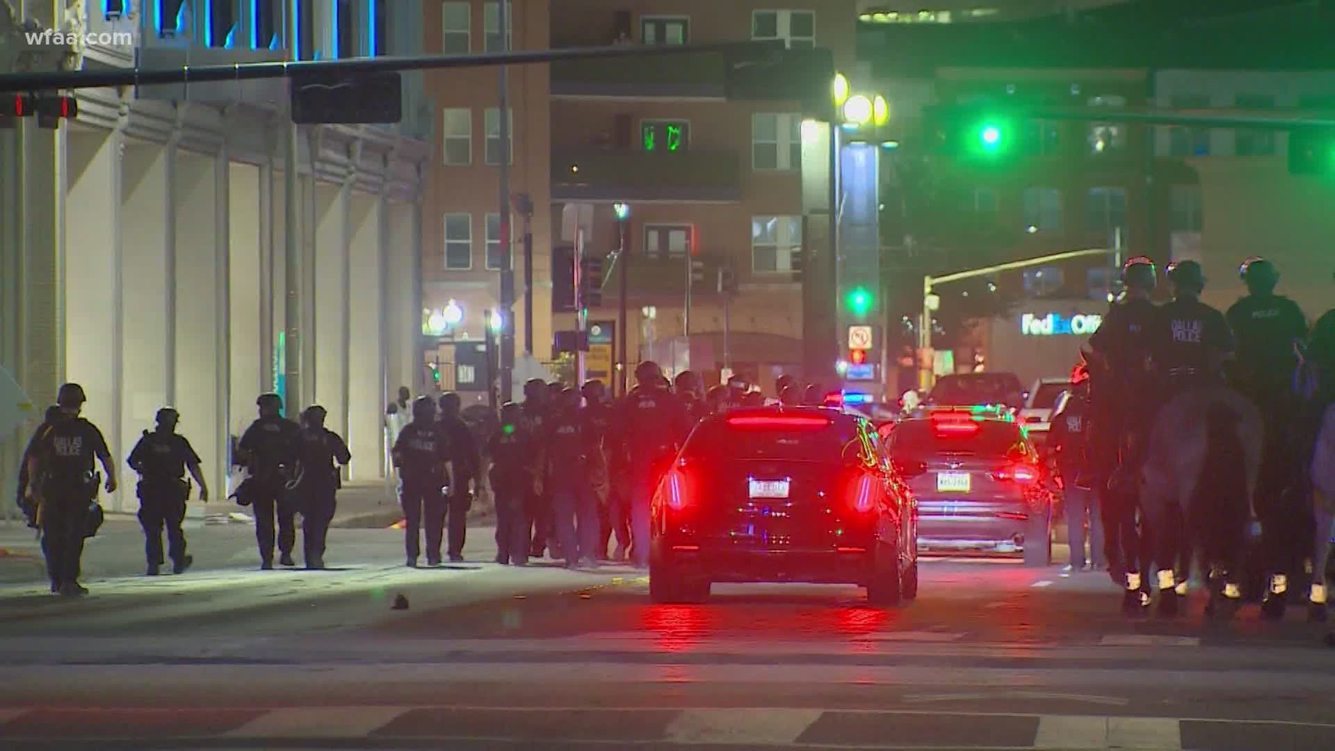 Dallas, Highland Park and University Park are under a curfew from 7 p.m. until 6 a.m. every night "for the next few days," according to Police Chief Renee Hall.