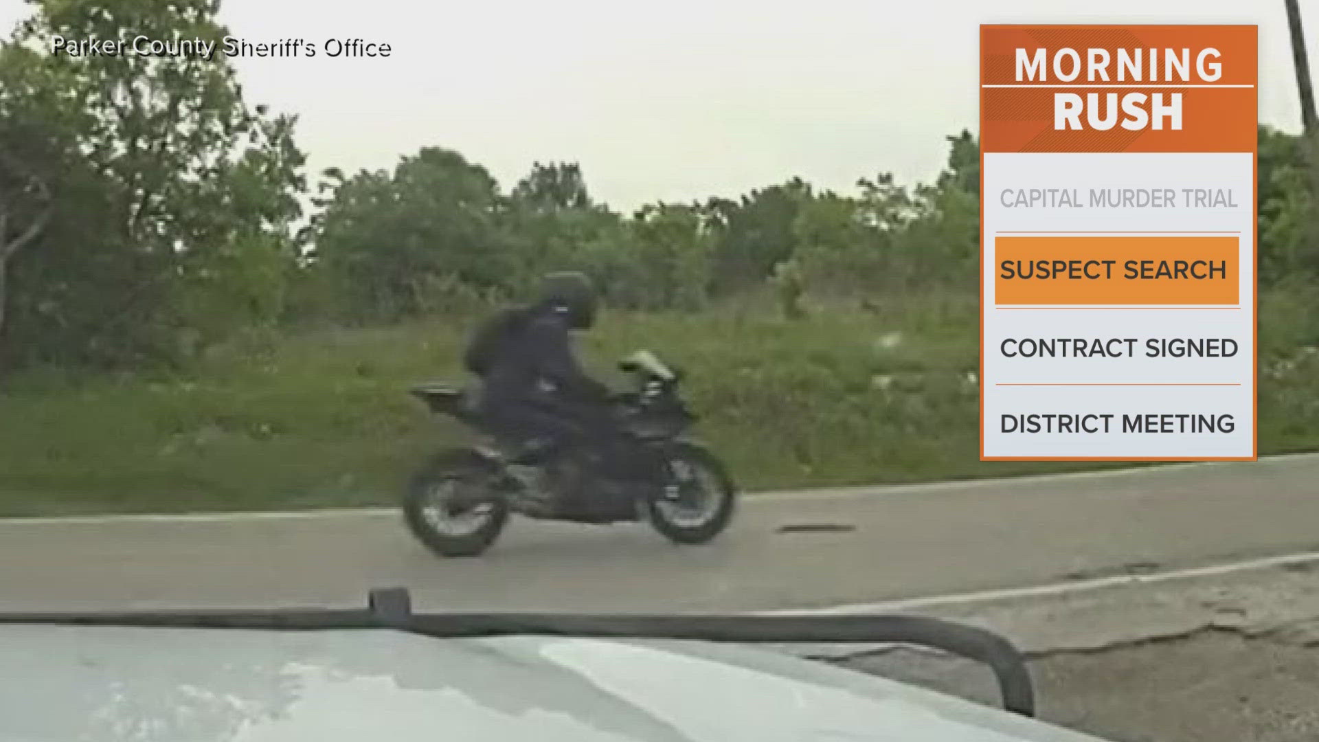 Crime stoppers is offering $1,000 for information. The motorcyclist is always wearing a helmet.