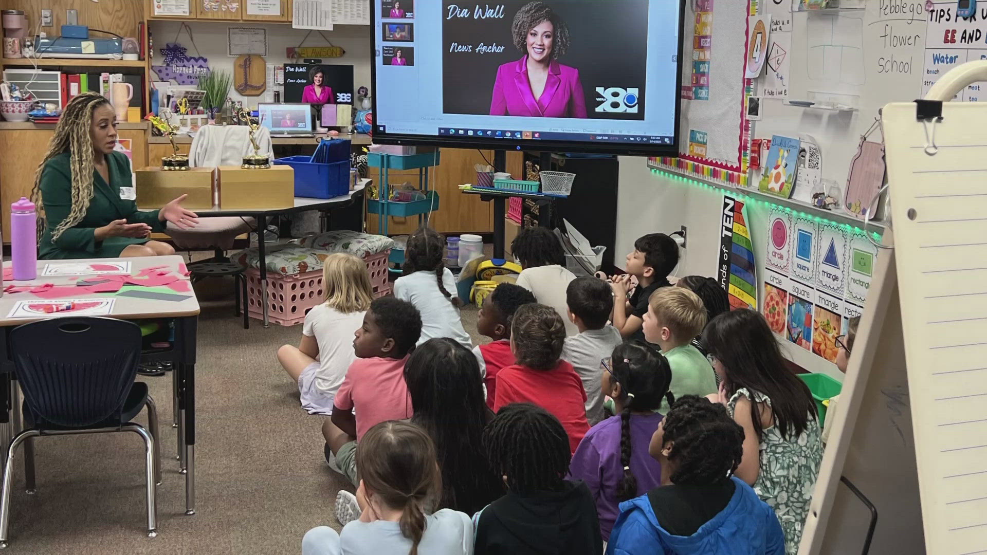WFAA's Dia Wall participates at Carol Holt Elementary School career day