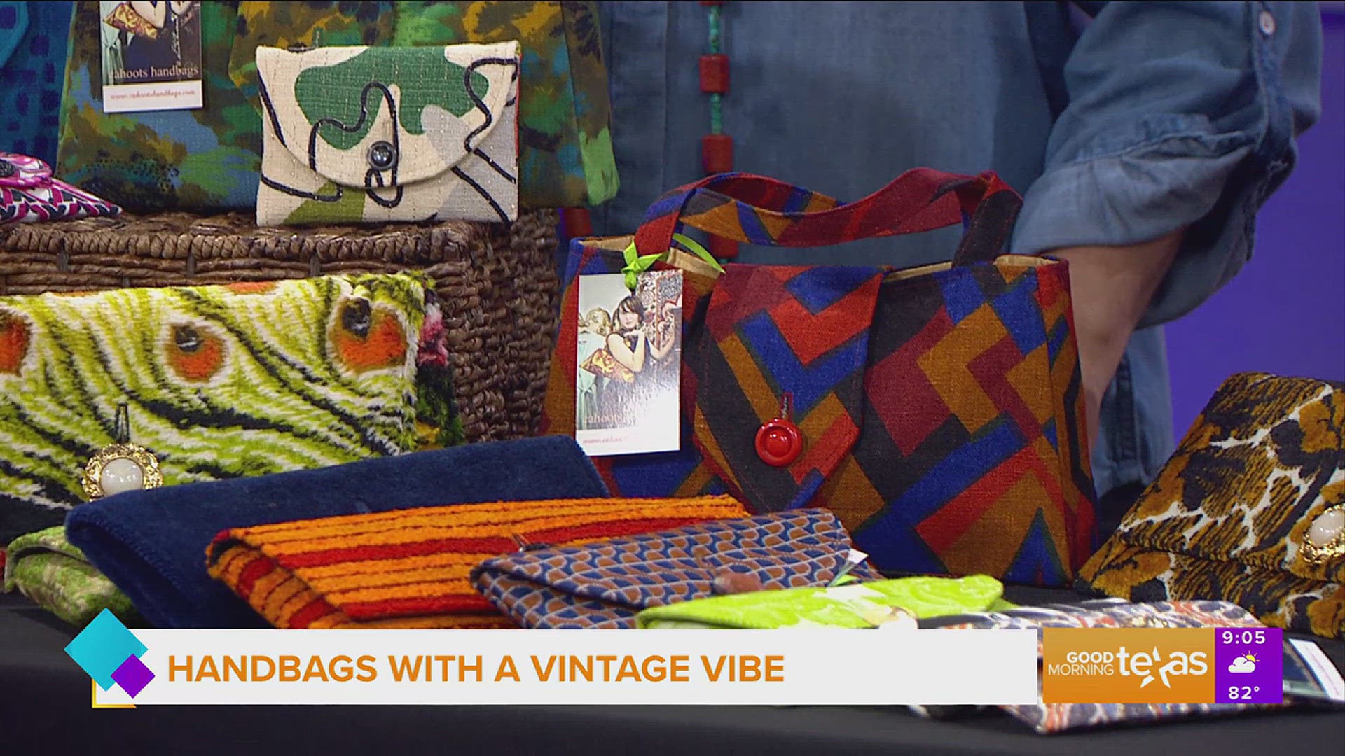Paige Davidson shares how she started making handbags with fabric from the 30s, 40s and 60s. Go to cahootshandbags.com for more information.
