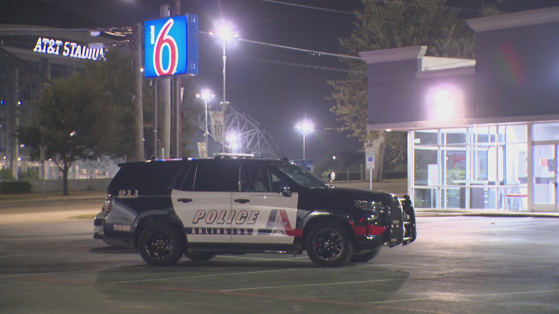 Arlington police said officers responded to a hotel early Wednesday morning for a report of a disturbance.