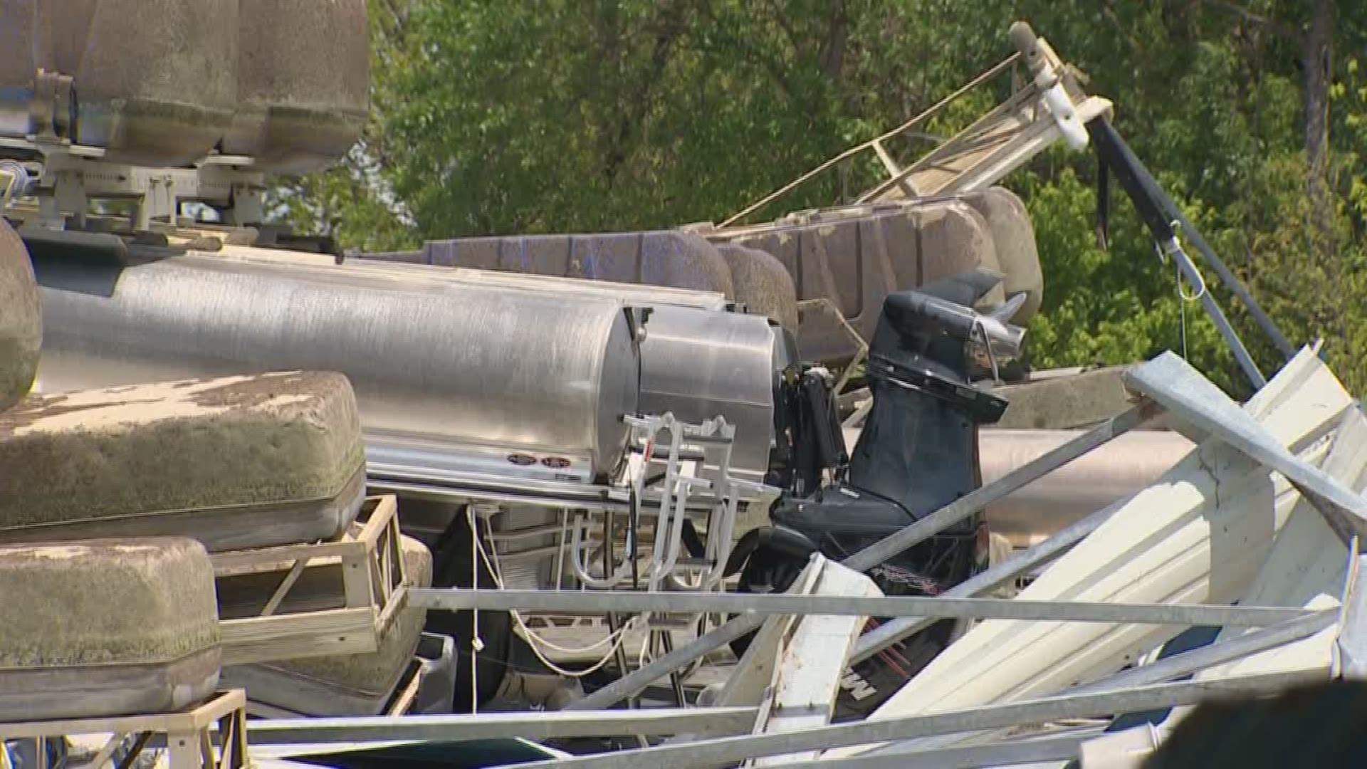 Storms rip covered marina boats out of Eagle Mountain Lake