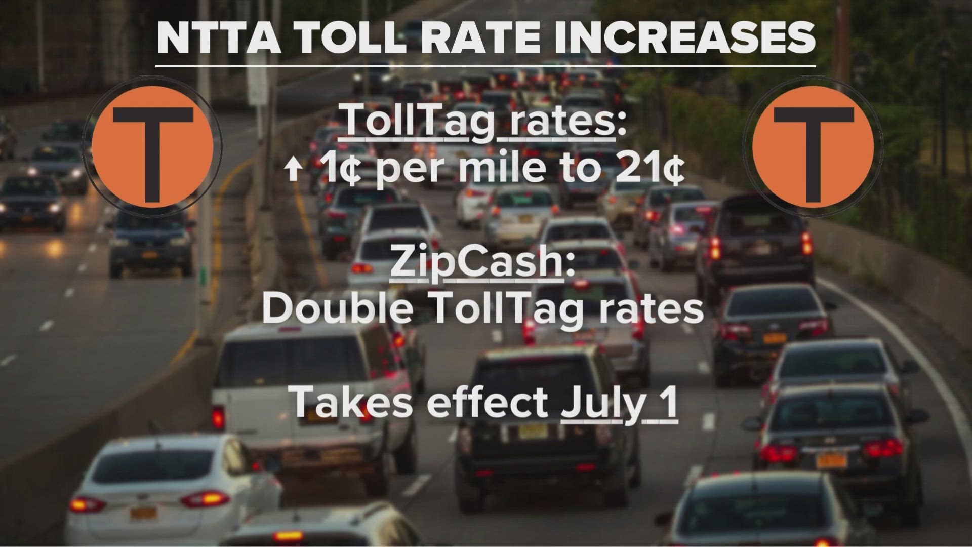 Toll rates will increase from 20 cents to 21 cents a mile starting July 1.