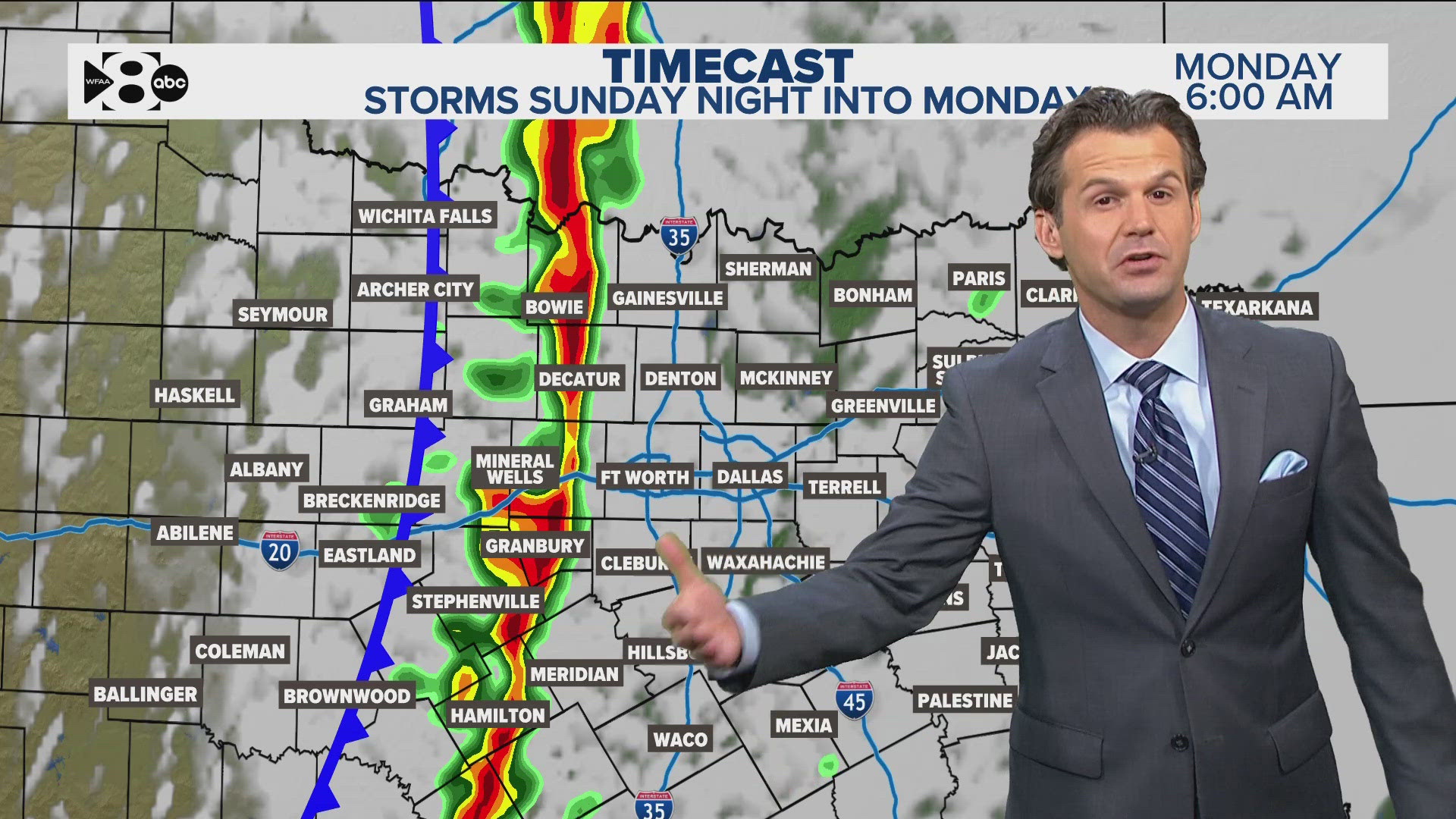 There is a small threat of tornadoes early Monday morning.