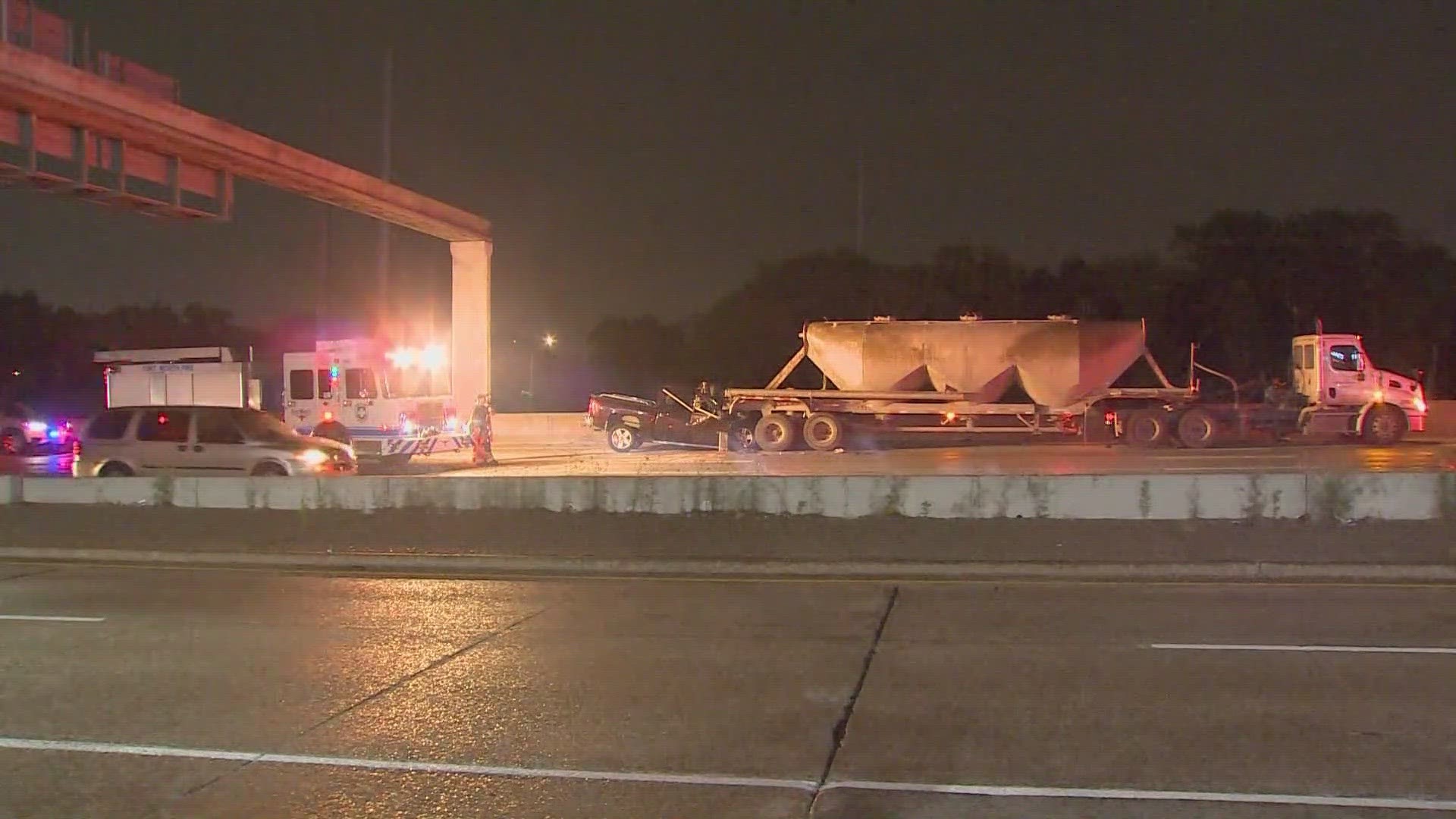 The accident happened in the southbound lanes of the South Freeway early Tuesday morning.