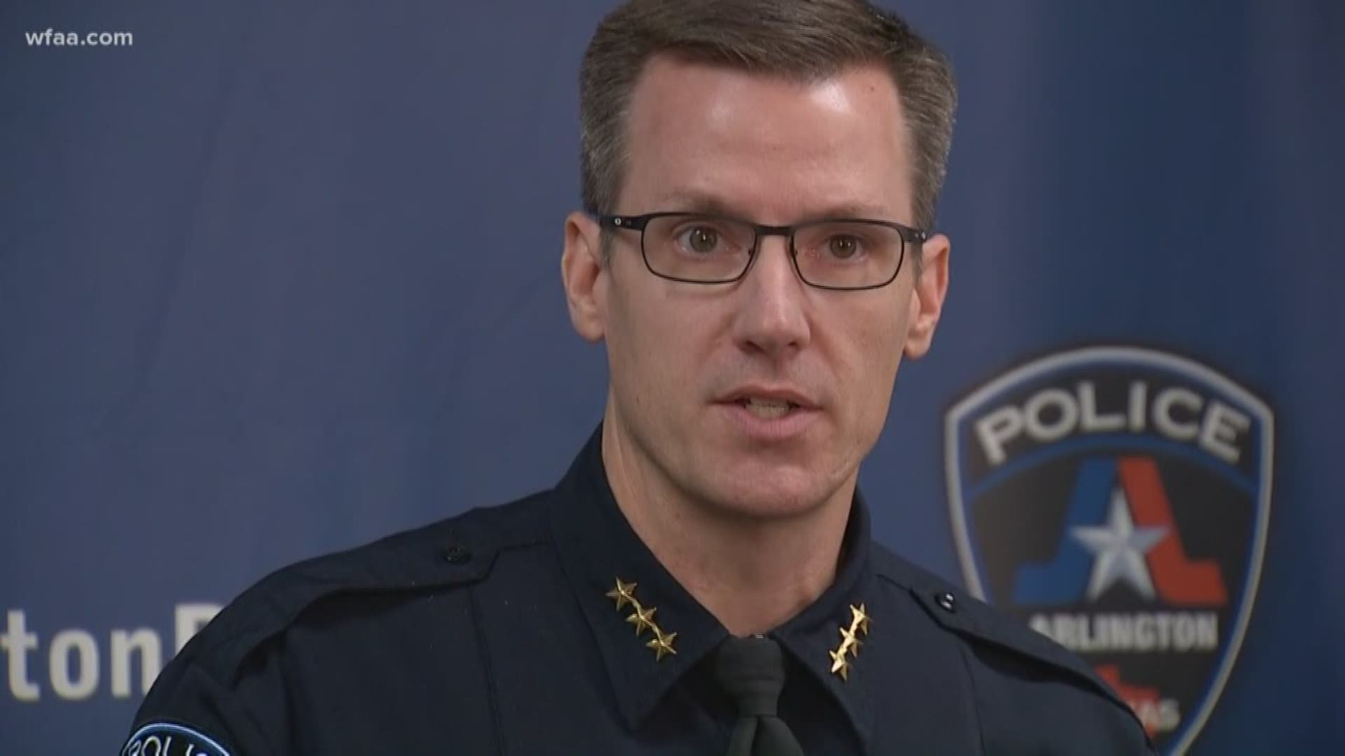 Arlington police Chief Will Johnson said spray-painted symbols were found on several businesses. Police are investigating the incident as a hate crime.