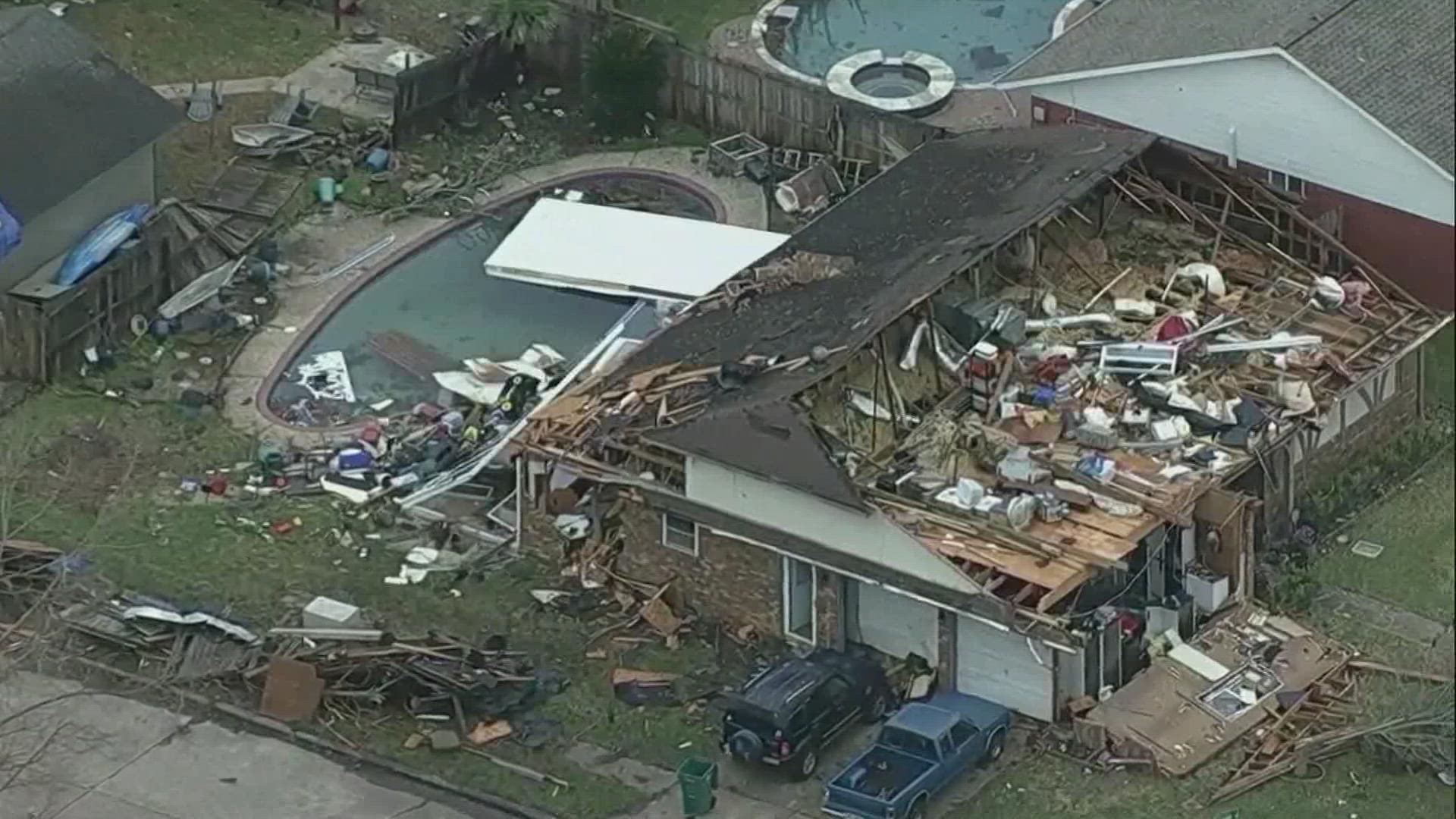 Here's a further look at the tornado damage seen in Houston on Tuesday.