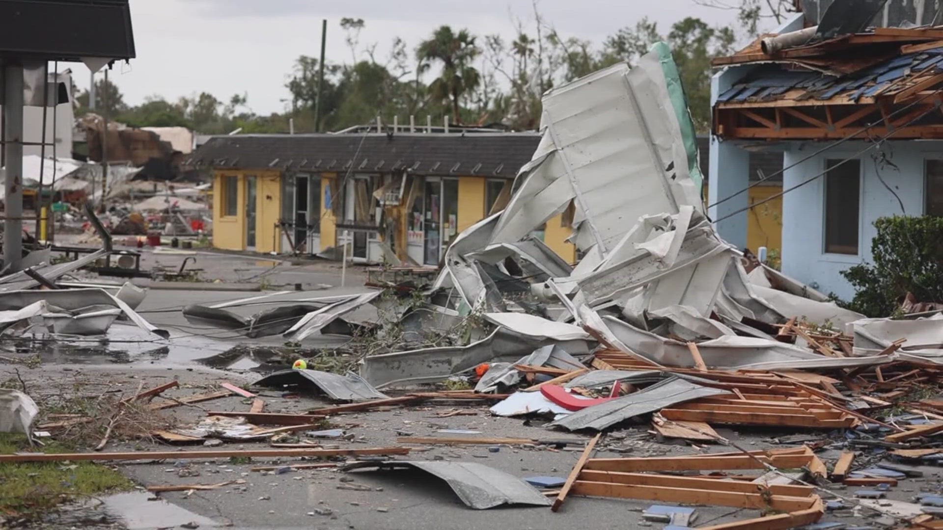 The Florida storms destroyed homes and overturned vehicles as well.