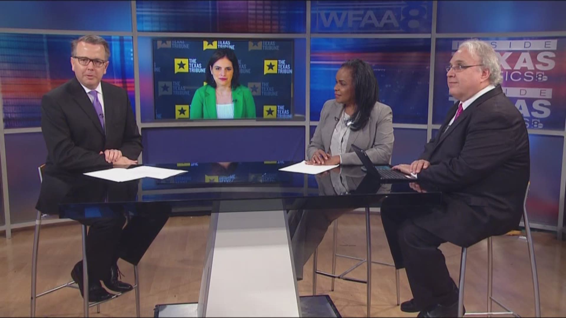 Reporters Roundtable puts the headlines in perspective each week. Host Jason, Bud and Alana returned along with Berna Dean Steptoe, WFAA's political producer.