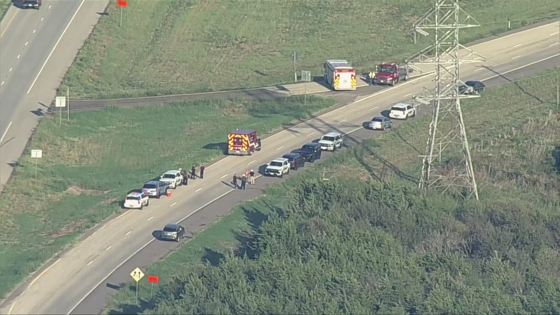 A manhunt is underway as police search for a suspect who injured an officer. WFAA is told the search area is near the Ennis Municipal Airport.