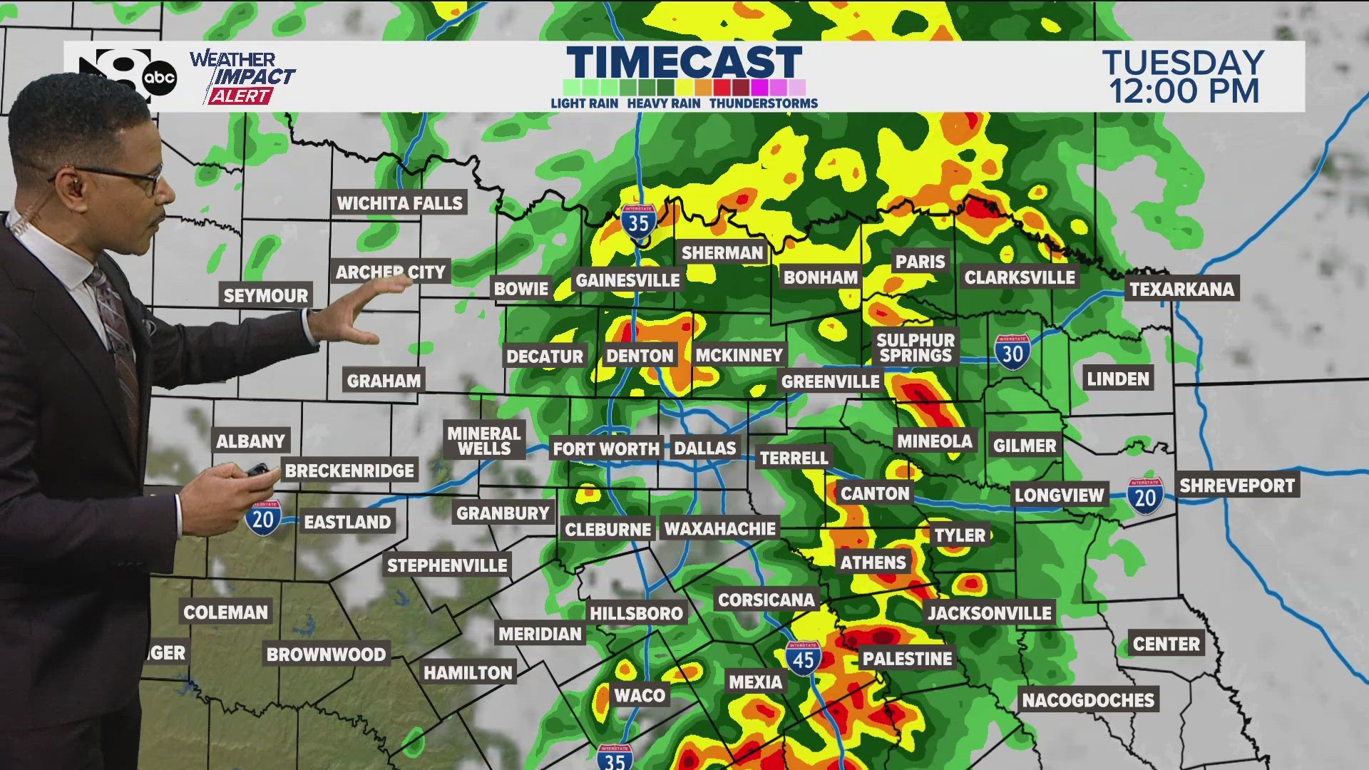 DFW is expected to see rain and storms Tuesday. WFAA Daybreak is tracking live weather forecast and updates all morning.