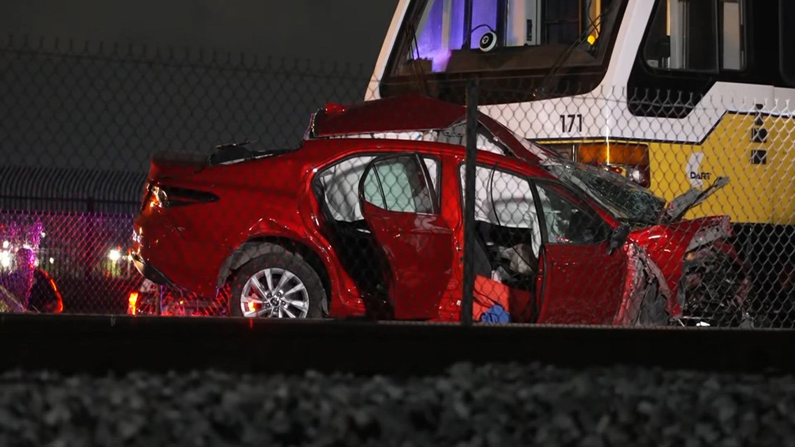 Vehicle collides with DART train in northwest Dallas