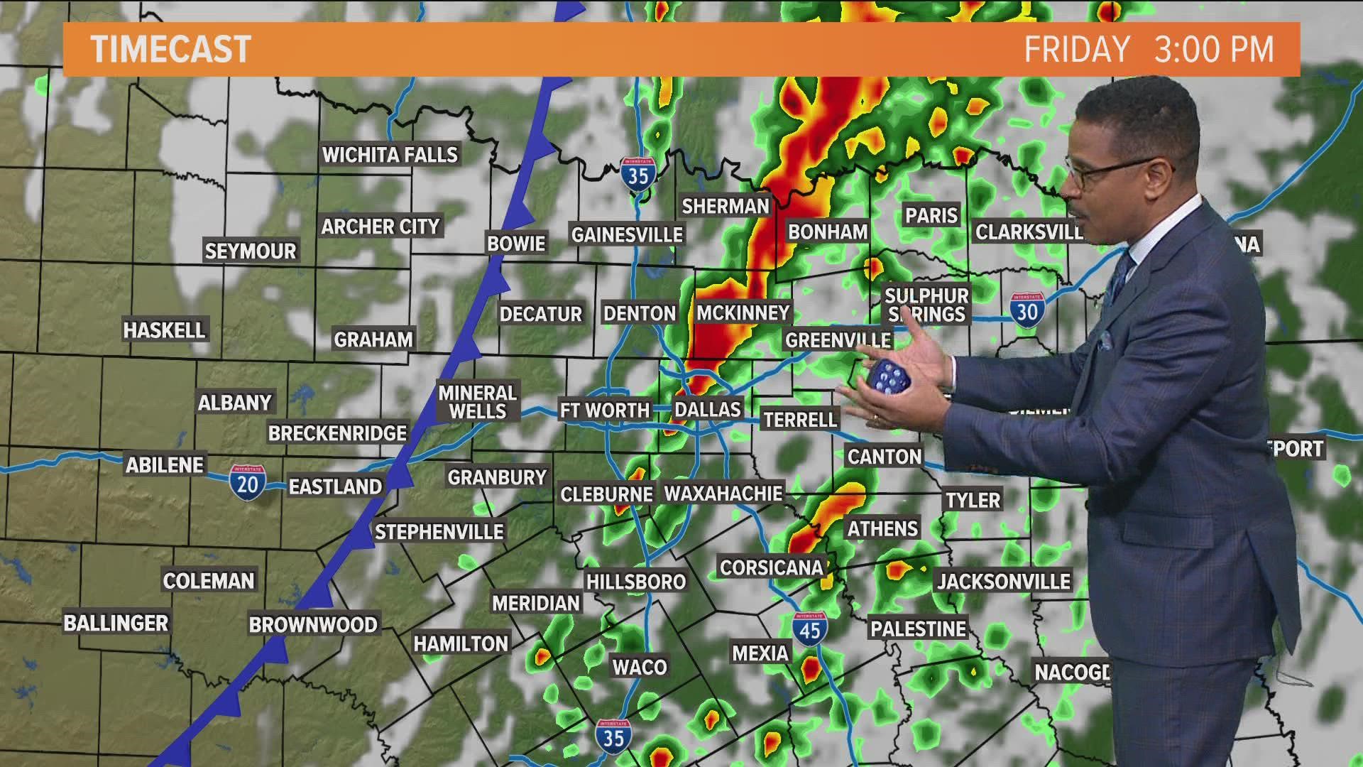 Greg Fields has your forecast update for the Friday afternoon storms.