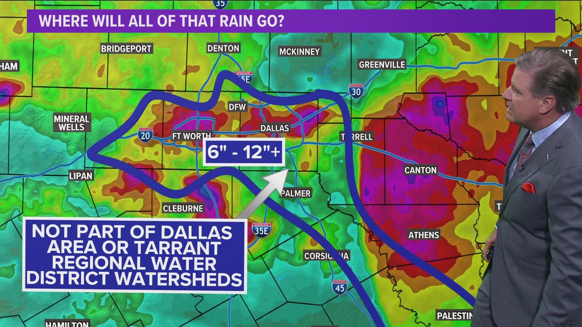 Here's a look at where all the floodwaters went after the historic 24 hours in North Texas.