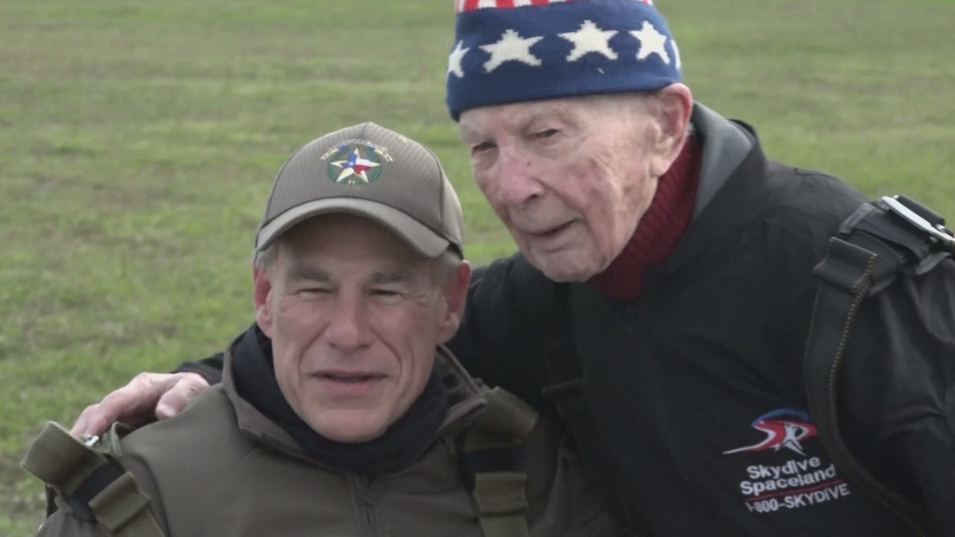 Gov. Greg Abbott went skydiving to celebrates Alfred Blaschke's 106th birthday.