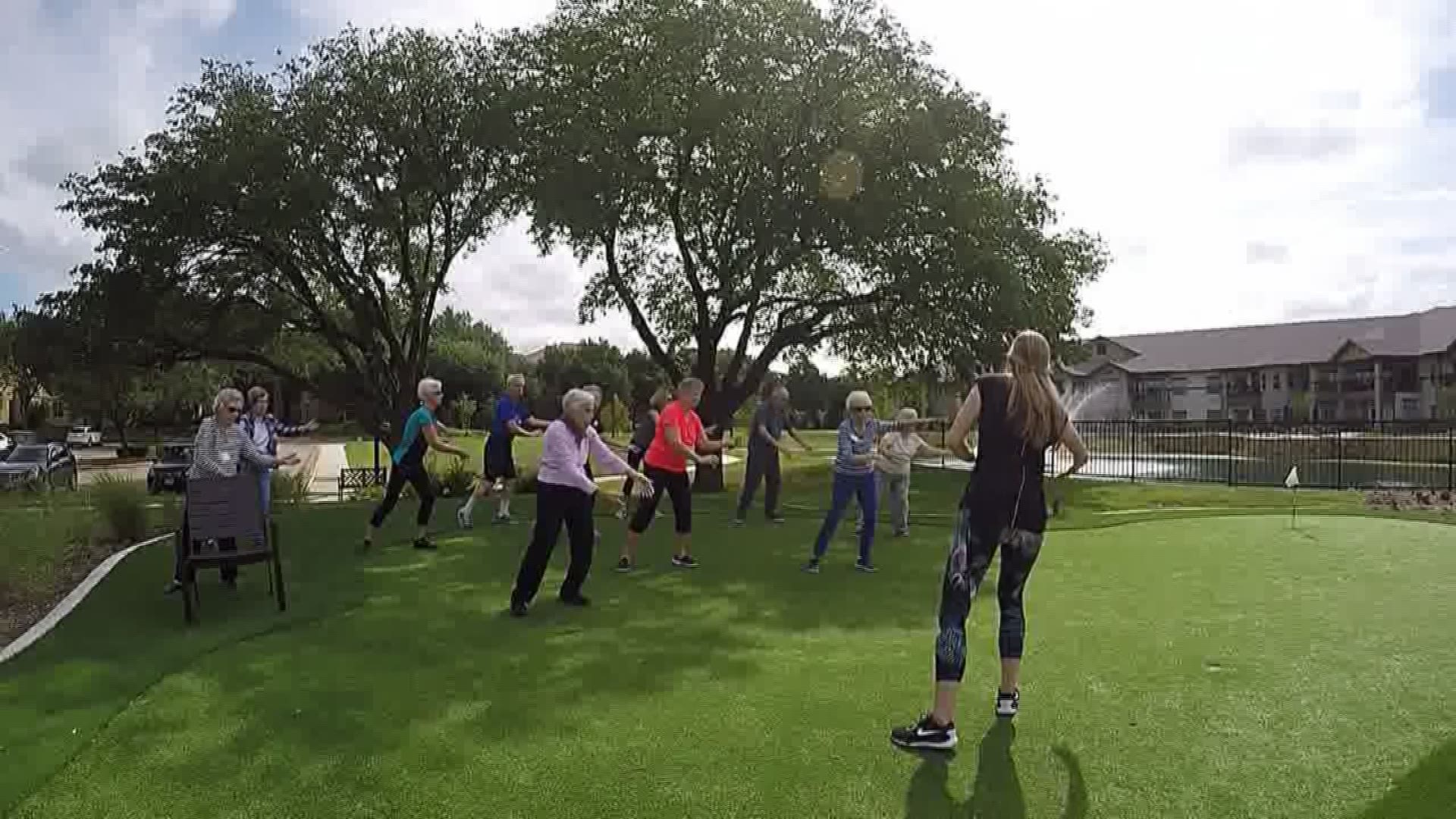 Seniors practicing tai chi to preserve health