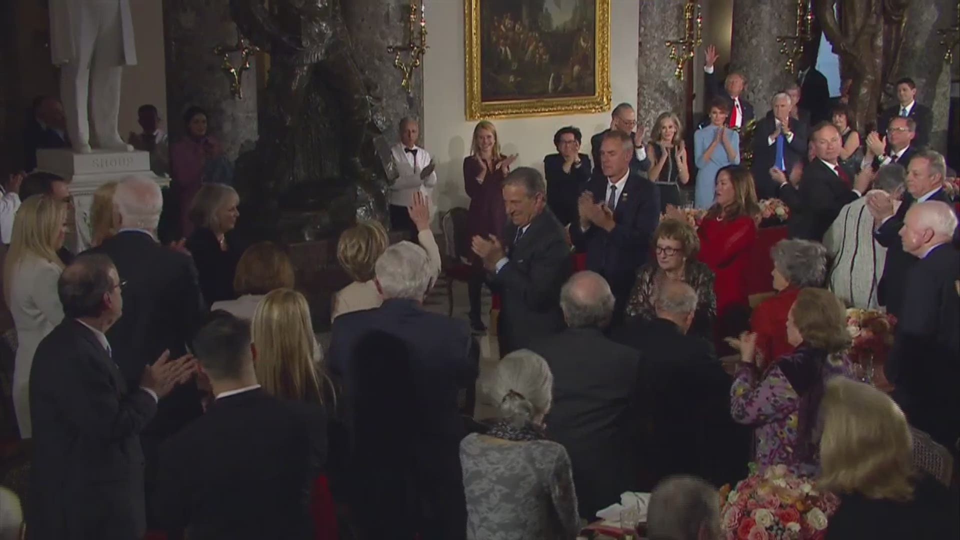 At the end of his inaugural luncheon, President Trump asked the crowd to give Hillary Clinton a standing ovation.