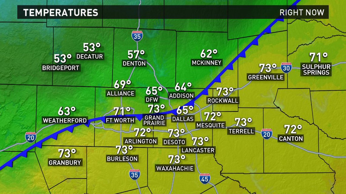 Temps dip as cold front passes through North Texas | wfaa.com