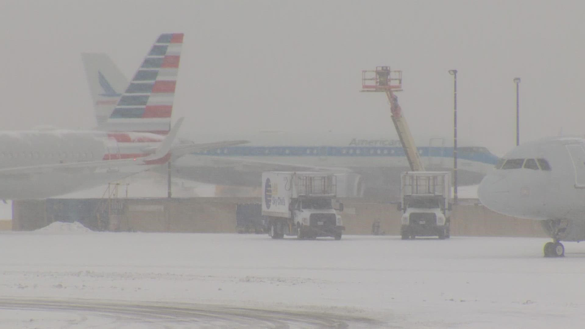 DFW Airport suspended all operations for several hours Thursday morning as a winter storm rolled through North Texas.