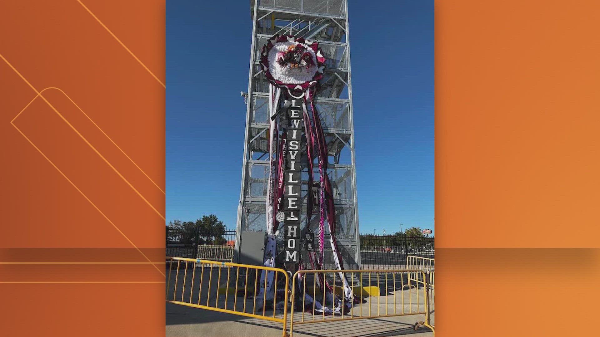 Lewisville High School created a 300-square-foot mum. The base alone is 8 ft. wide.