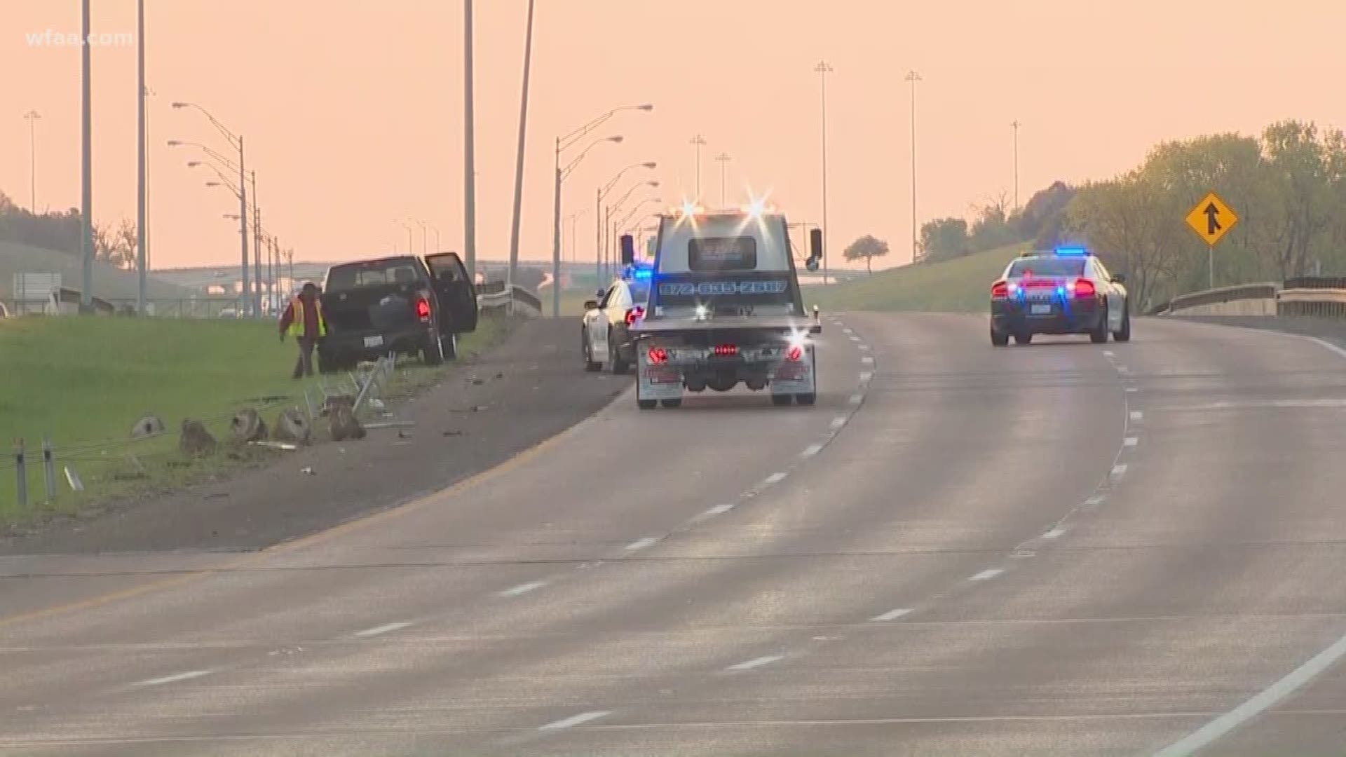 Man found shot in wrecked vehicle on I-45
